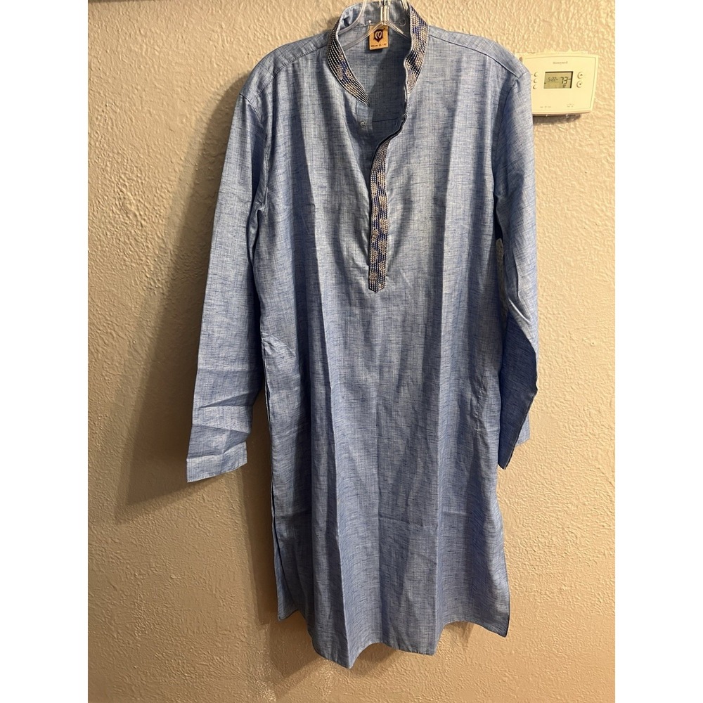Manyavar Men Kurta Blue Tunic Size 42 XL